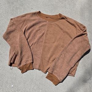 Electric & Rose Two-Tone Brown Cozy Cropped Sweater